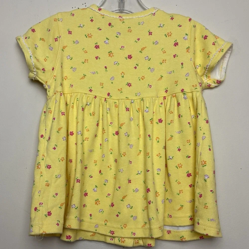 Vintage Y2K Old Navy Short Sleeve Yellow Floral Summer Spring Sun Dress 3-6 M